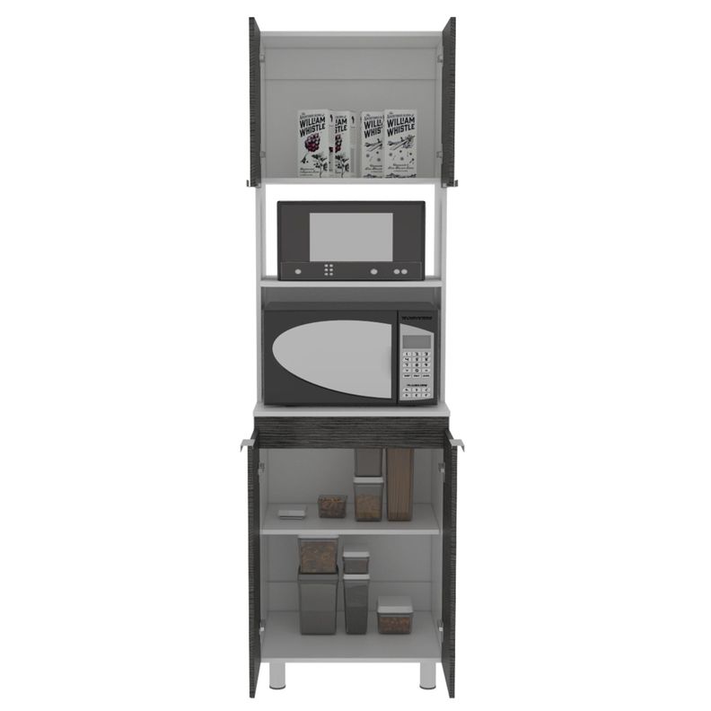 MUEBLE MICROONDAS 4 PUERTAS FM-005G GRIS Y BLANCO-2