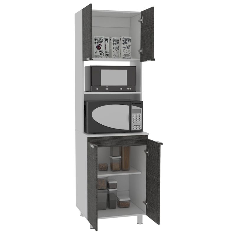 MUEBLE MICROONDAS 4 PUERTAS FM-005G GRIS Y BLANCO-3