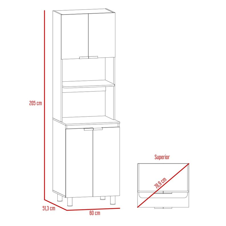 MUEBLE MICROONDAS 4 PUERTAS FM-005G GRIS Y BLANCO-5