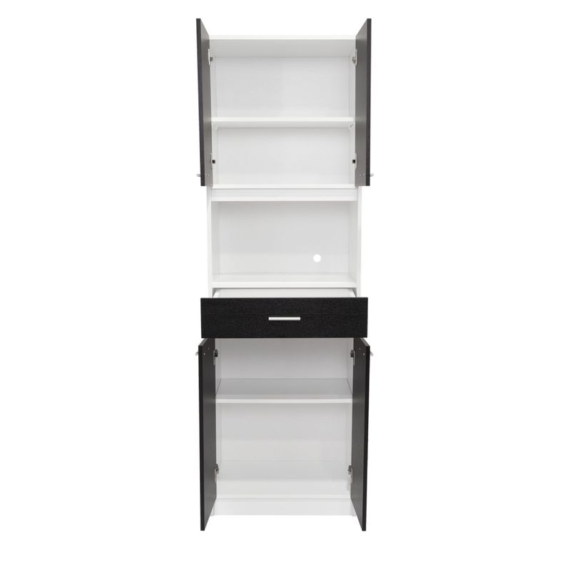 MUEBLE MICROONDAS 4 PUERTAS 1 CAJON FM-014B NEGRO Y BLANCO-1