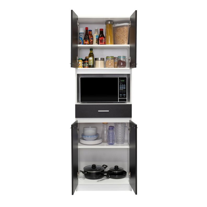MUEBLE MICROONDAS 4 PUERTAS 1 CAJON FM-014B NEGRO Y BLANCO-2