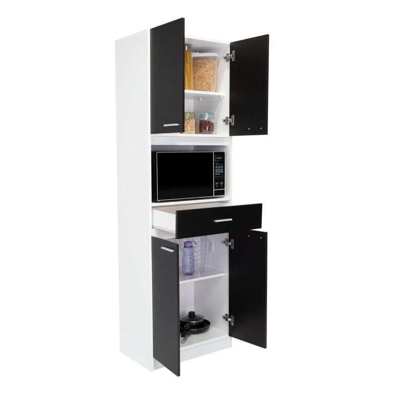 MUEBLE MICROONDAS 4 PUERTAS 1 CAJON FM-014B NEGRO Y BLANCO-3