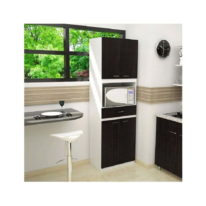 MUEBLE MICROONDAS 4 PUERTAS 1 CAJON FM-014B NEGRO Y BLANCO-4