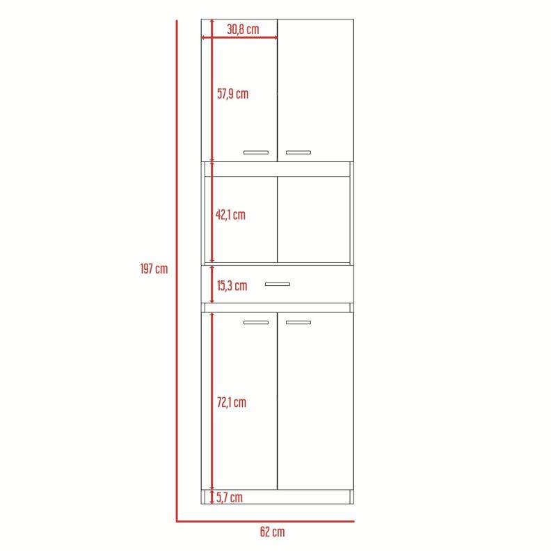 MUEBLE MICROONDAS 4 PUERTAS 1 CAJON FM-014B NEGRO Y BLANCO-6
