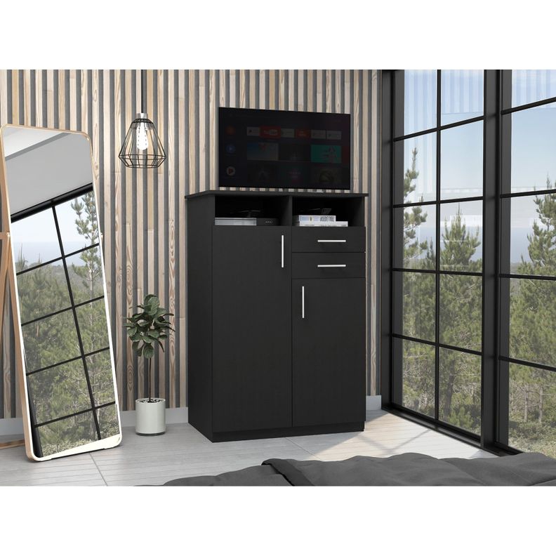 CLOSET 2 PUERTAS 2 CAJONES FM-022N - NEGRO-4