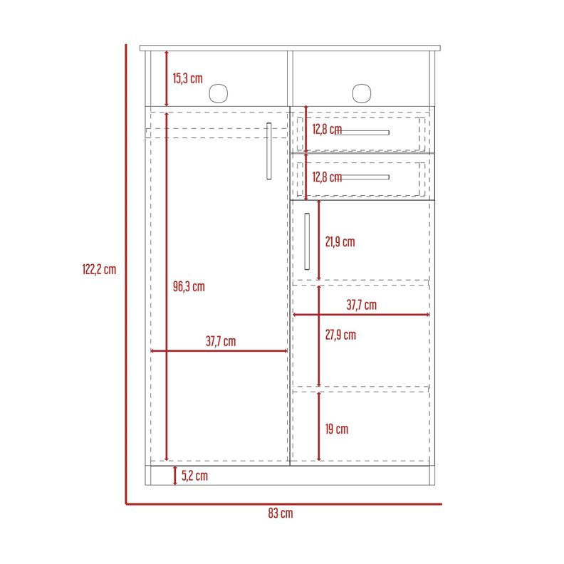 CLOSET 2 PUERTAS 2 CAJONES FM-022N - NEGRO-7