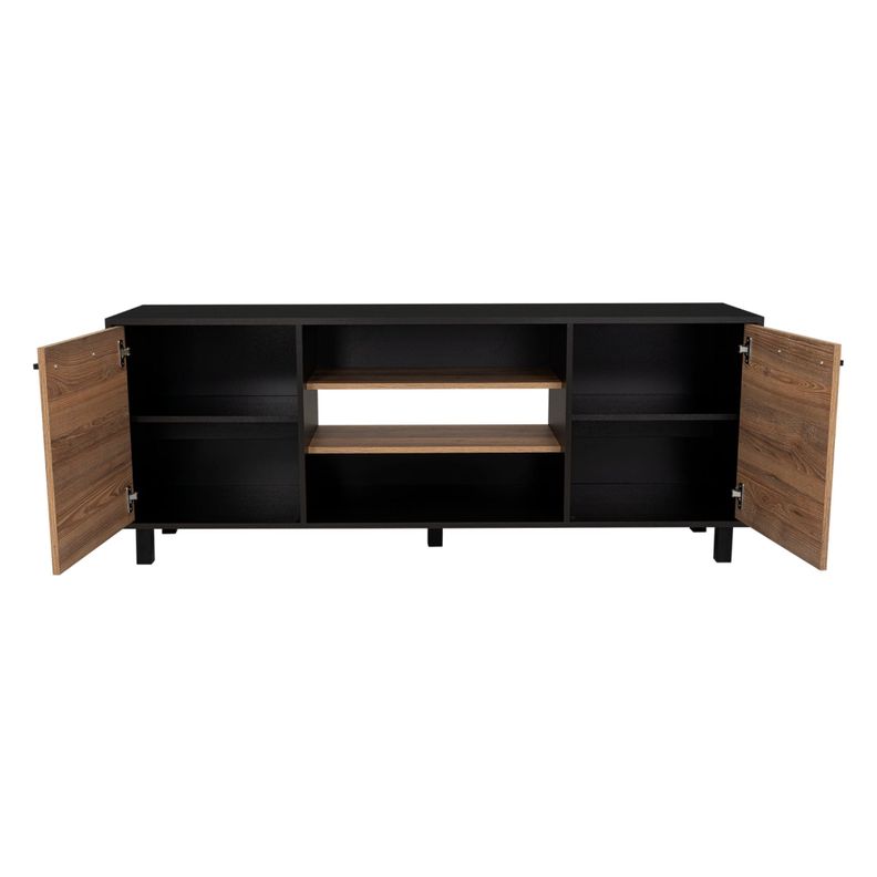 Rack Tv 65" 2 Puertas 4 Repisas Fm-012N Negro Y Café Claro-2