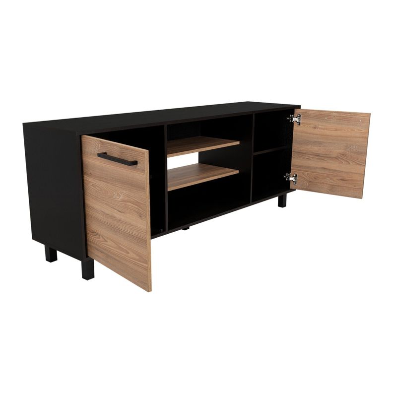 Rack Tv 65" 2 Puertas 4 Repisas Fm-012N Negro Y Café Claro-3