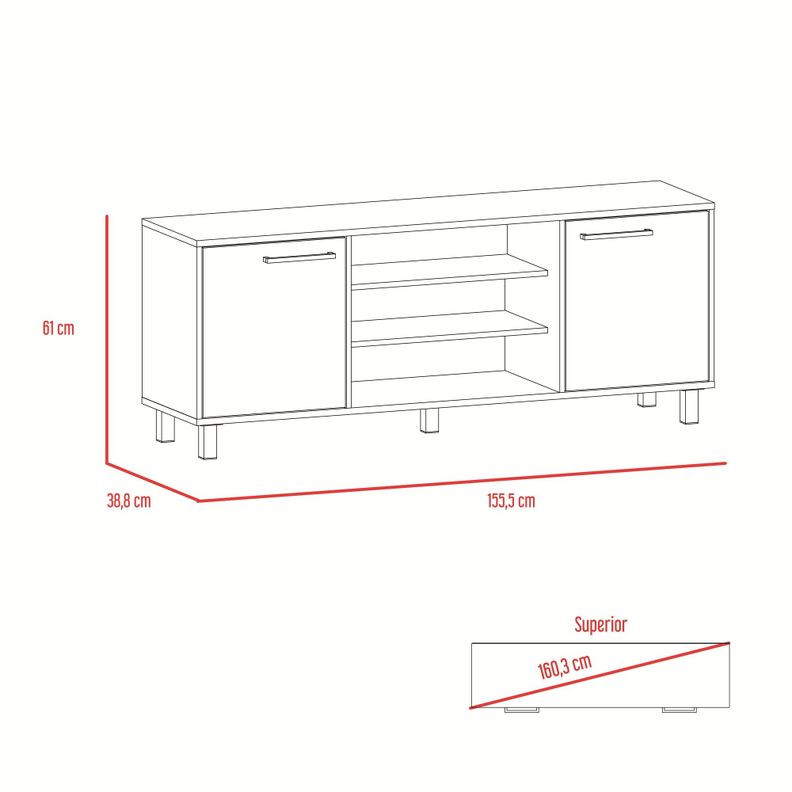 Rack Tv 65" 2 Puertas 4 Repisas Fm-012N Negro Y Café Claro-9