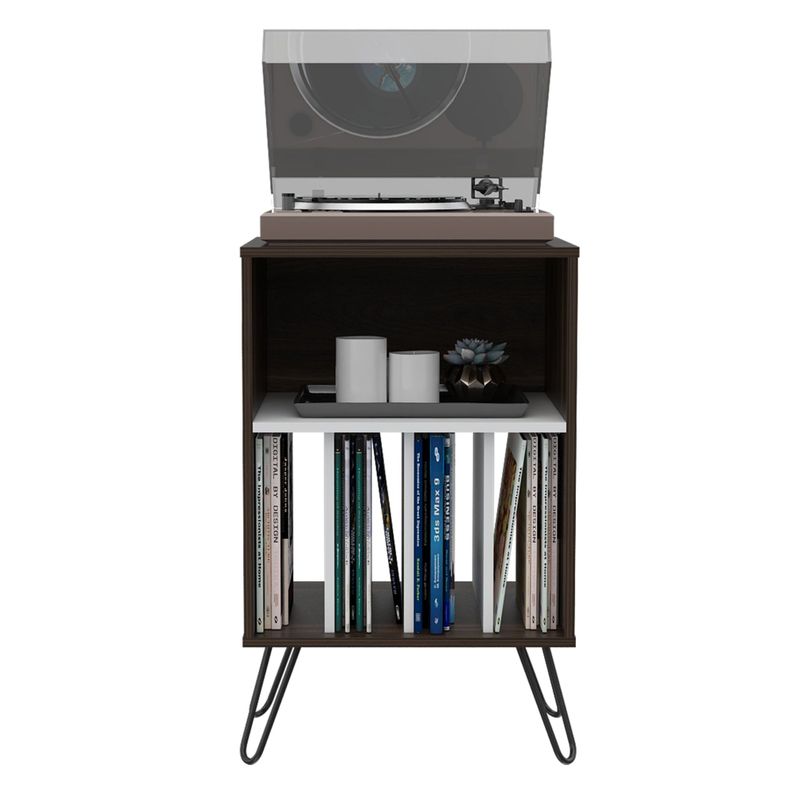MESA AUXILIAR CON ENTREPAÑOS FM-001O CAFÉ OSCURO Y BLANCO-2