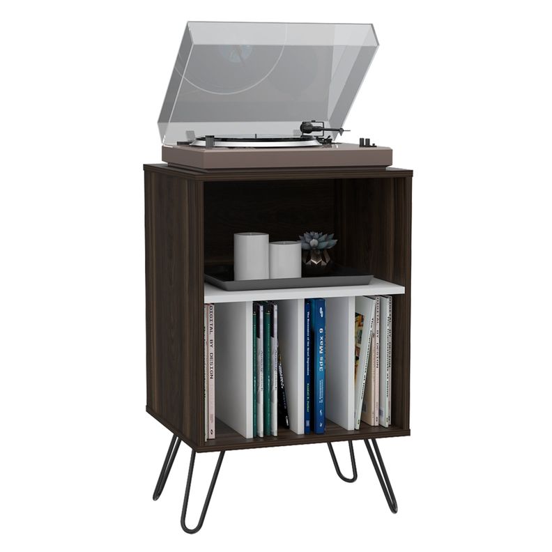 MESA AUXILIAR CON ENTREPAÑOS FM-001O CAFÉ OSCURO Y BLANCO-3