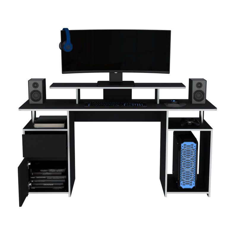 ESCRITORIO GAMER FM-060N - NEGRO CANTO BLANCO-2