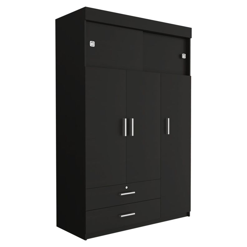 CLOSET 5 PUERTAS 2 CAJONES FM-003N - NEGRO-0