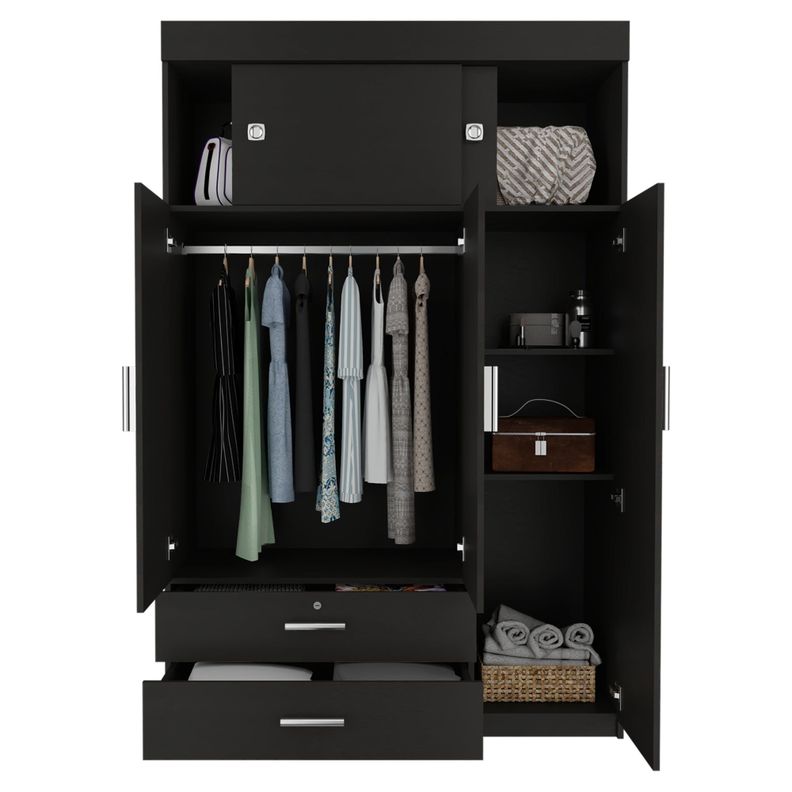 CLOSET 5 PUERTAS 2 CAJONES FM-003N - NEGRO-2