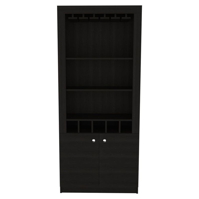 BAR ALTO 5 BOTELLEROS Y PORTACOPAS FM-003C - CAFE OSCURO Y NEGRO-1