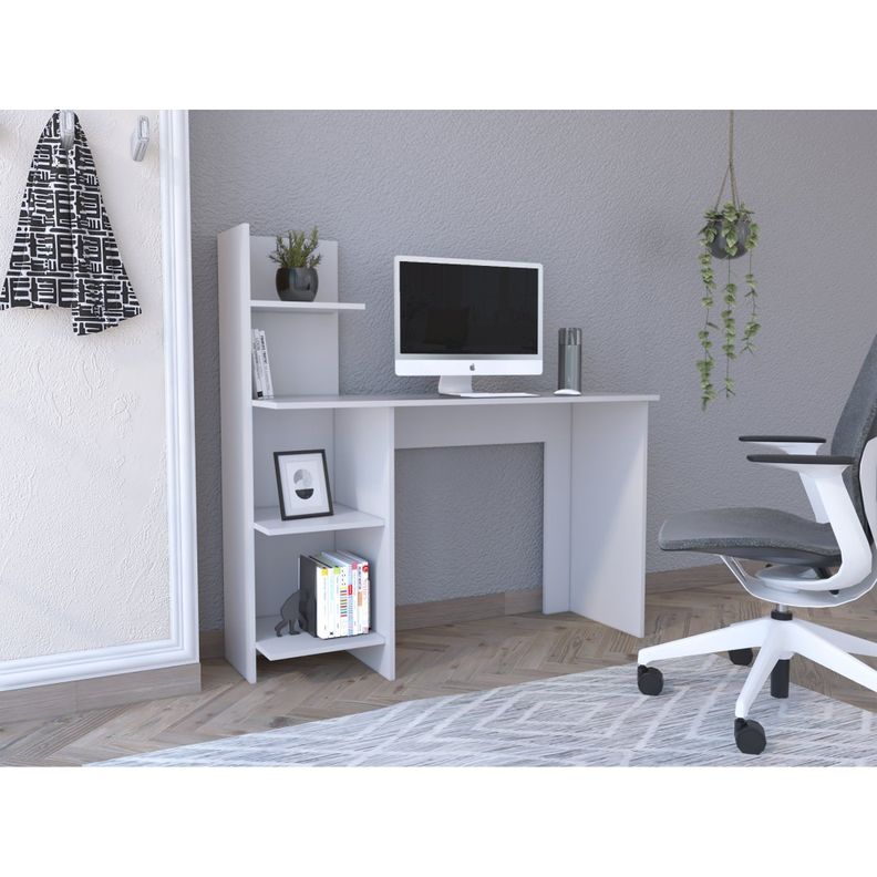 ESCRITORIO CON BIBLIOTECA 4 REPISAS FM-067B - BLANCO-4