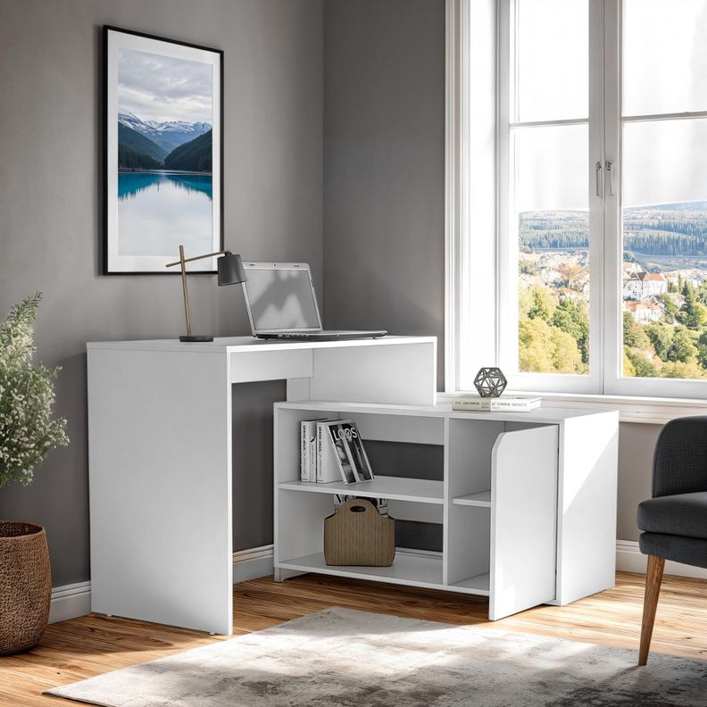 ESCRITORIO EN L 1 PUERTA 116,6X100X73,6 CM FM-033B BLANCO-4