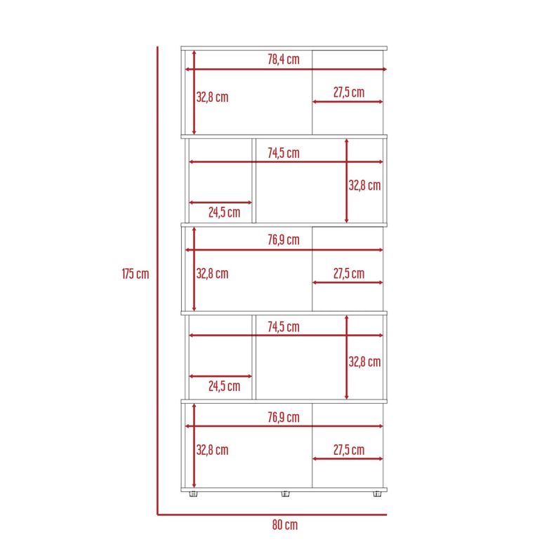 LIBRERO 5 NIVELES - FM-018C - CAFÉ CLARO-6