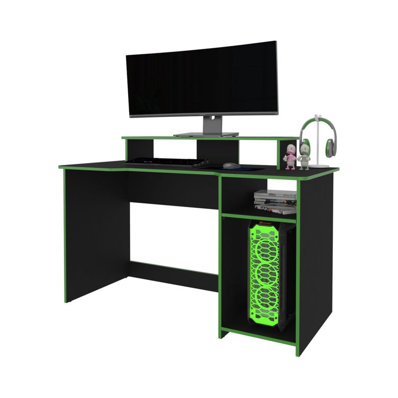 ESCRITORIO GAMER 90,5X136X60 CM FM-048N NEGRO Y VERDE-3