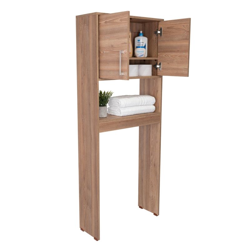 Estante De Bano 160X63X25,5 Cm 2 Puertas Cafe Claro
