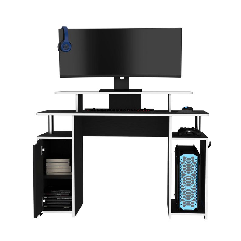 ESCRITORIO GAMER 1 PUERTA 88,5X120X45 CM FM-070N NEGRO Y BLANCO-2