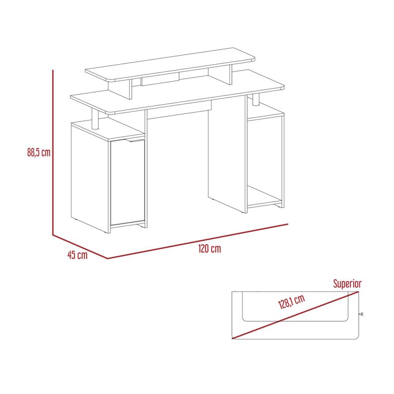 ESCRITORIO GAMER 1 PUERTA 88,5X120X45 CM FM-070N NEGRO Y BLANCO-5