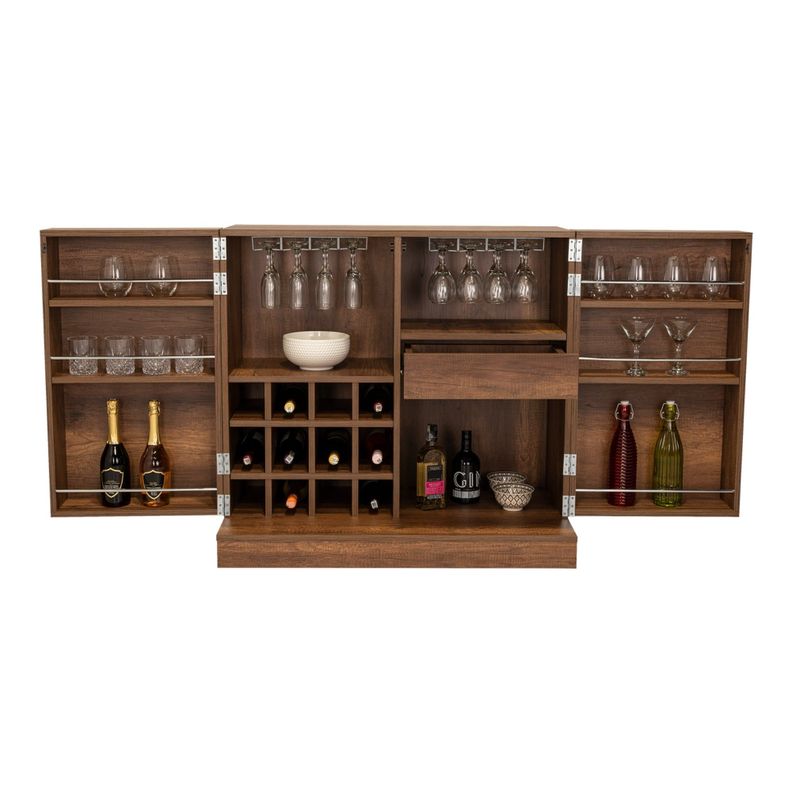 Bar Extensible 12 Botelleros 2 Puerta Fm-012O Café Oscuro-2