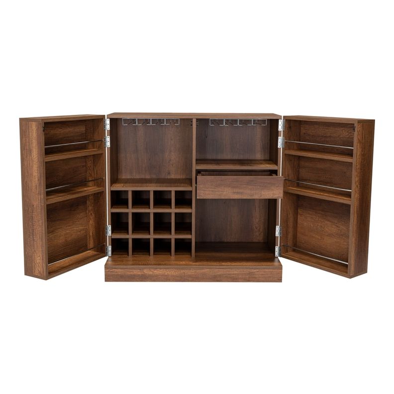 Bar Extensible 12 Botelleros 2 Puerta Fm-012O Café Oscuro-4