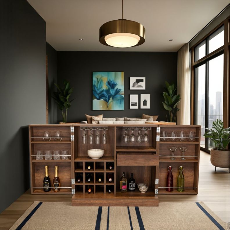 Bar Extensible 12 Botelleros 2 Puerta Fm-012O Café Oscuro-8