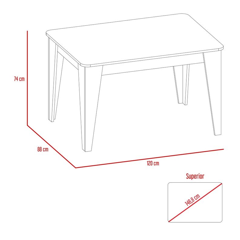 Mesa De Comedor 4 Puestos Fm-006O Café Oscuro-5