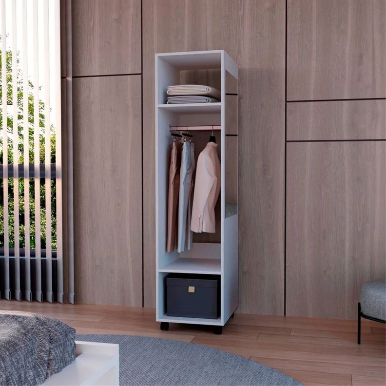 CLOSET CON ESPEJO Y 4 RUEDAS FM-025B - BLANCO-4