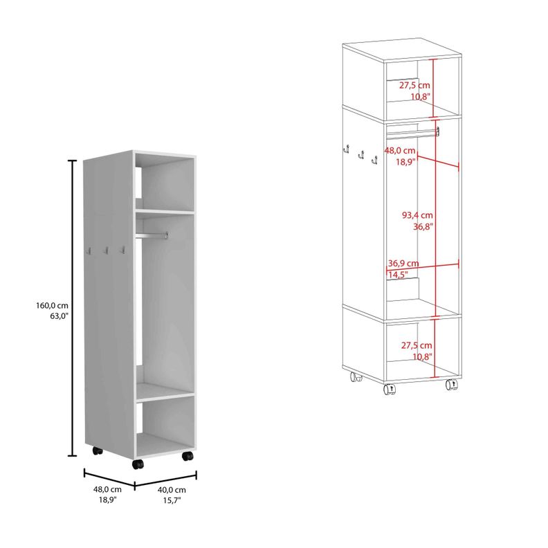 CLOSET CON ESPEJO Y 4 RUEDAS FM-025B - BLANCO-5