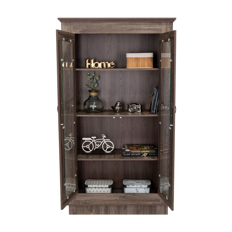 Viitriina 2 Puertas 3 Estantes Fm-005C Café Oscuro-2