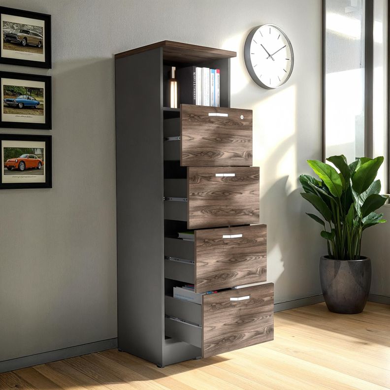 CAJONERA 161,6X47,5X45 CM FM-004N NEGRO Y CAFÉ OSCURO-4
