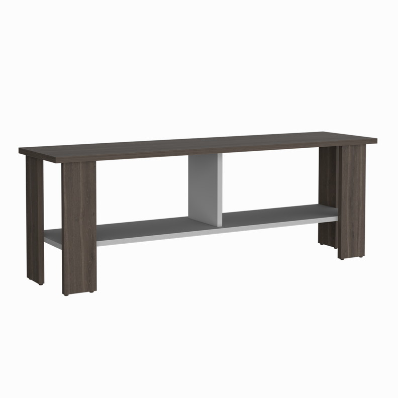 RACK TV 50" CON 2 REPISAS FM-031O CAFÉ OSCURO Y BLANCO-0