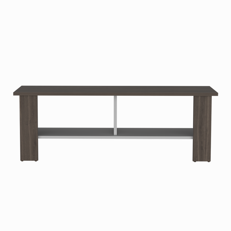 RACK TV 50" CON 2 REPISAS FM-031O CAFÉ OSCURO Y BLANCO-1