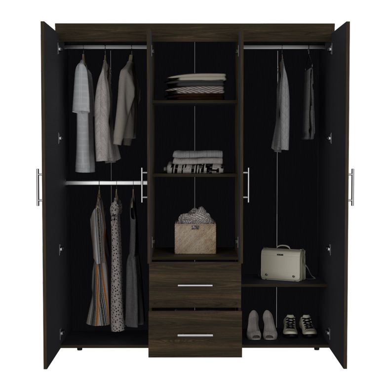 CLOSET 4 PUERTAS 2 CAJONES FM-020O - CAFÉ OSCURO-2