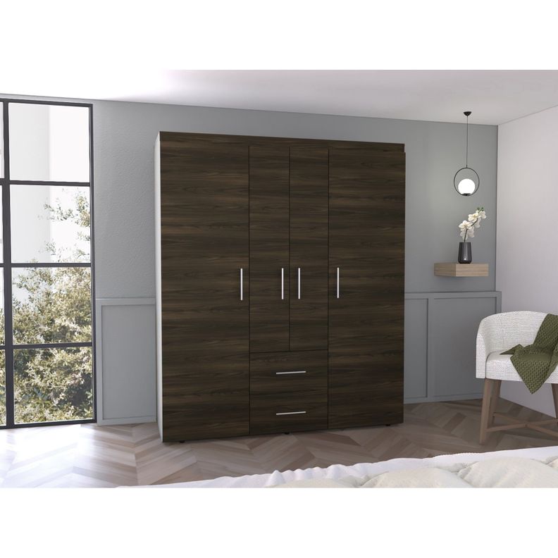 CLOSET 4 PUERTAS 2 CAJONES FM-020O - CAFÉ OSCURO-4