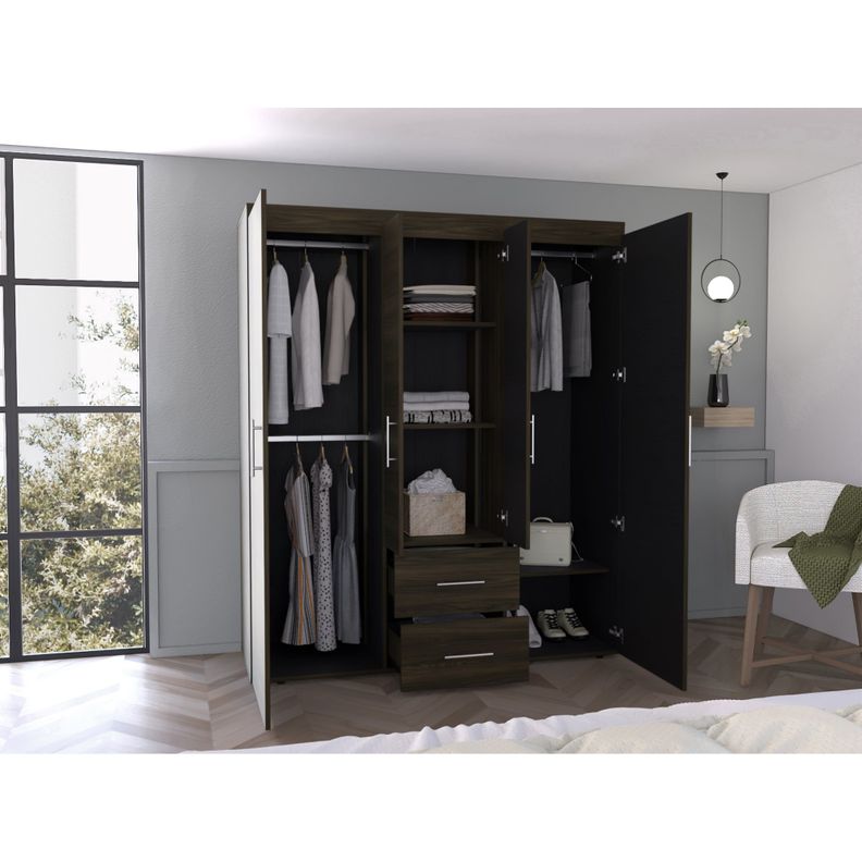 CLOSET 4 PUERTAS 2 CAJONES FM-020O - CAFÉ OSCURO-5