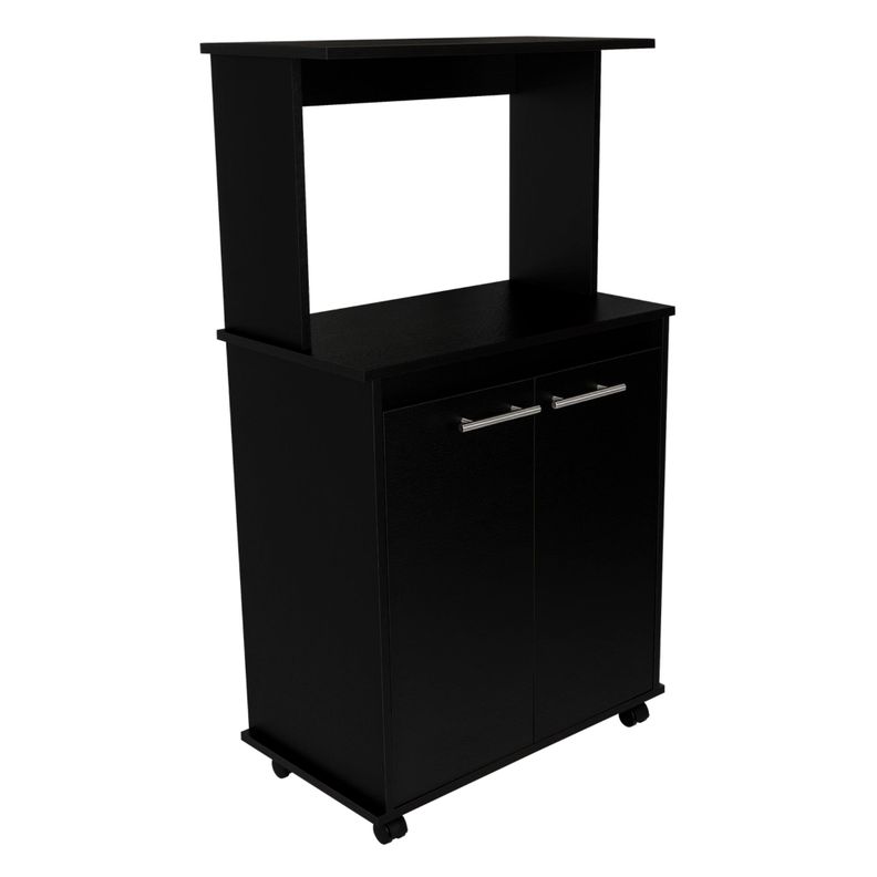 Mueble Microondas Con Ruedas 2 Puertas Fm-004N Negro-0