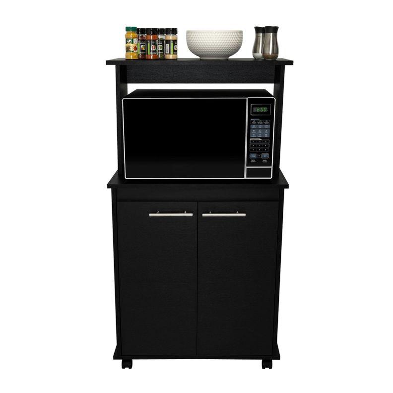 Mueble Microondas Con Ruedas 2 Puertas Fm-004N Negro-6