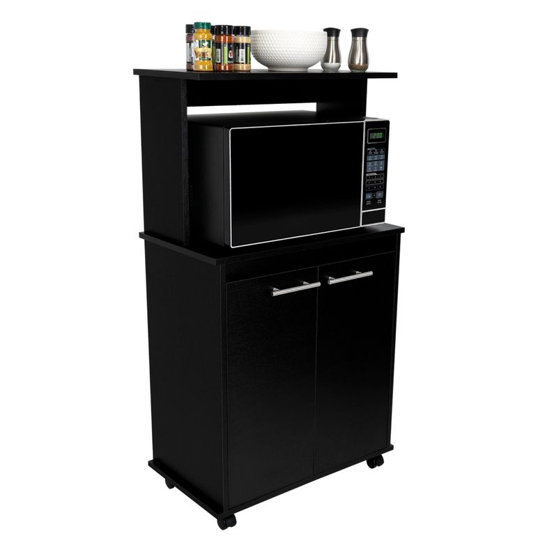 Mueble Microondas Con Ruedas 2 Puertas Fm-004N Negro-7