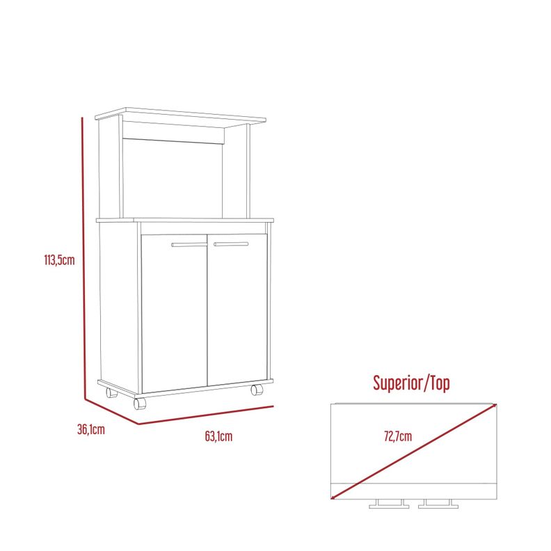 Mueble Microondas Con Ruedas 2 Puertas Fm-004N Negro-8