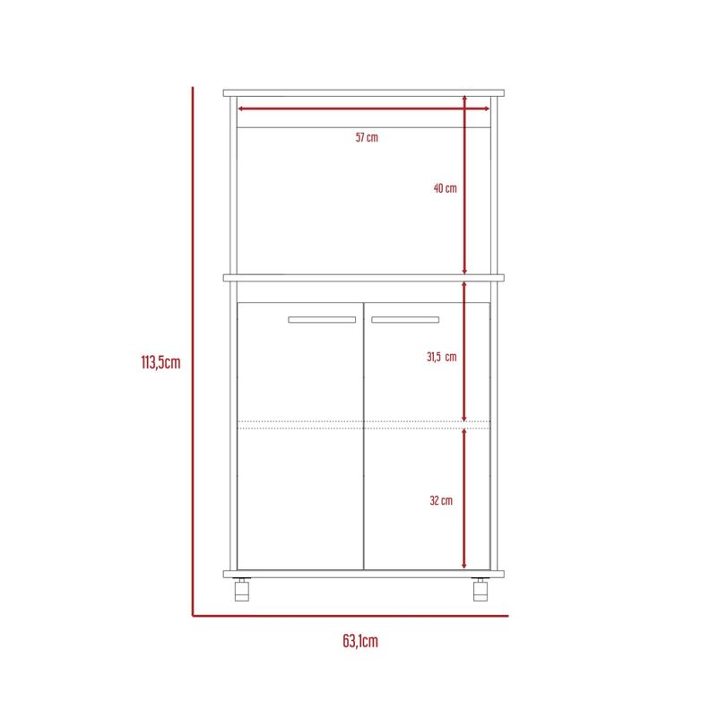 Mueble Microondas Con Ruedas 2 Puertas Fm-004N Negro-9