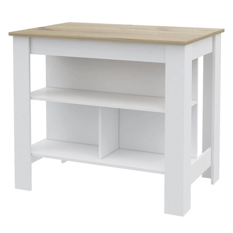 ISLA DE COCINA 103x70x90 CM FM-009A CAFÉ CLARO Y BLANCO-1
