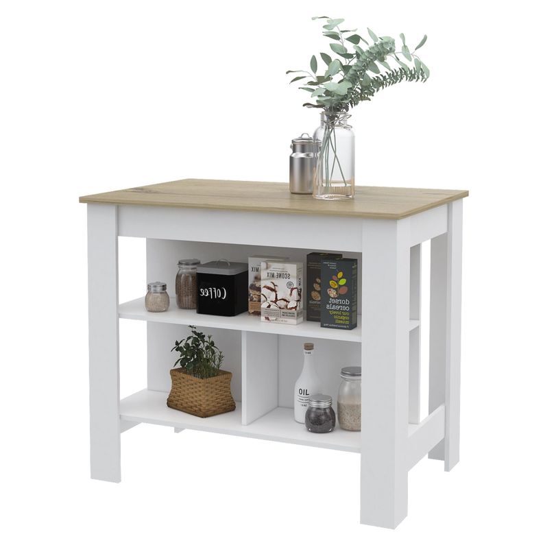 ISLA DE COCINA 103x70x90 CM FM-009A CAFÉ CLARO Y BLANCO-2
