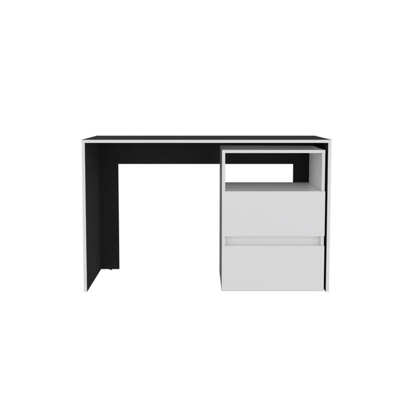 ESCRITORIO 2 CAJONES FM-027B - BLANCO Y NEGRO-1