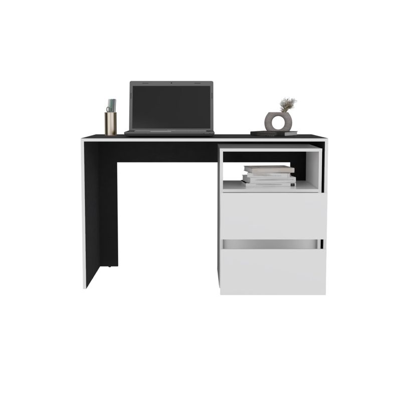 ESCRITORIO 2 CAJONES FM-027B - BLANCO Y NEGRO-3