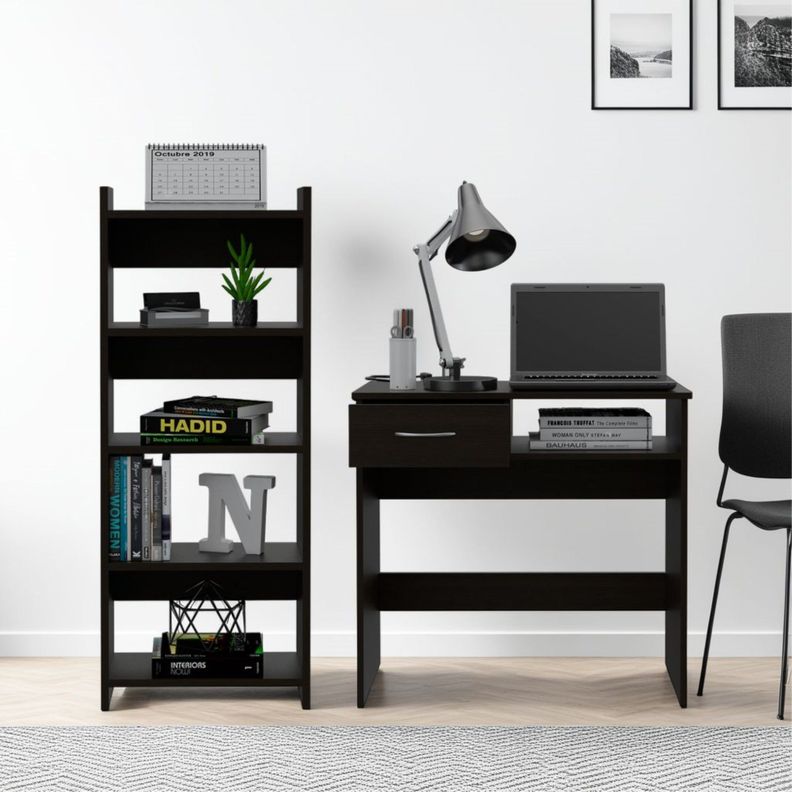 ESCRITORIO 1 CAJON + ESTANTE 5 REPISAS FM-011N NEGRO-4