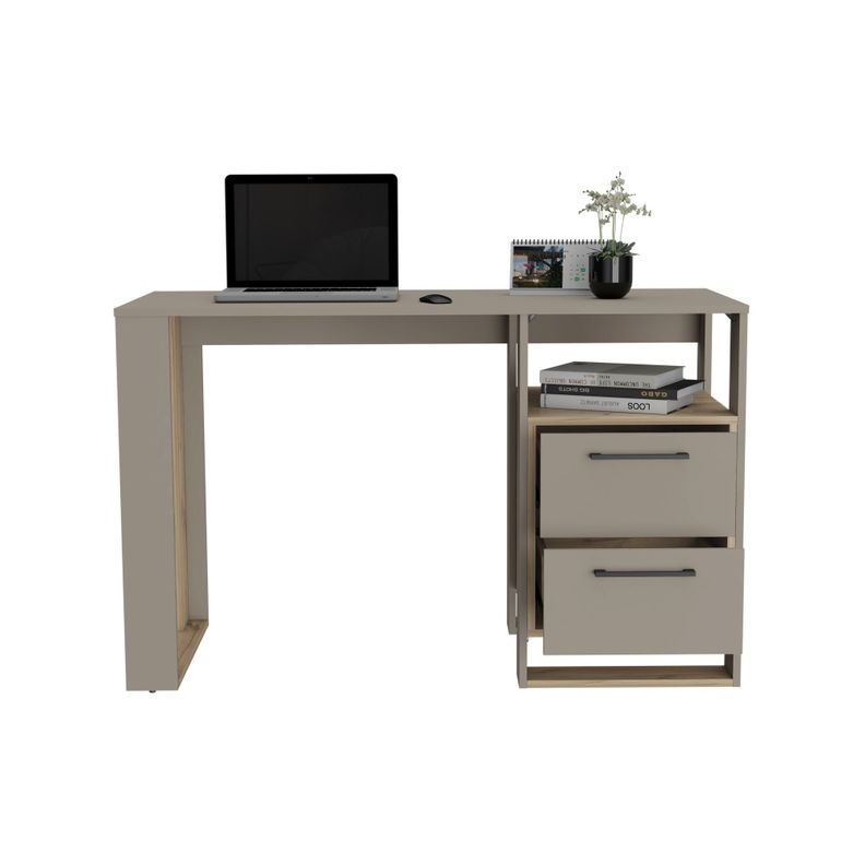 ESCRITORIO 2 CAJONES FM-056G - GRIS MATE-2